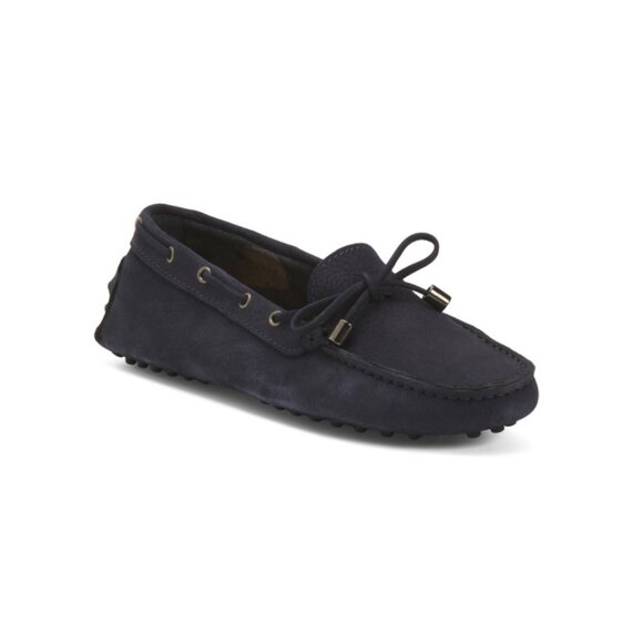ANTICA CUOIERIA Blue Leather Flat Drivers - Picture 1 of 2